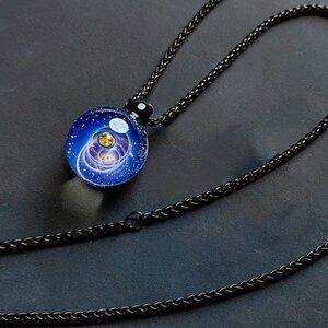 Handmade Celestial Jewelry Necklace; Galaxy Glass Pendant Cosmic Bracelet